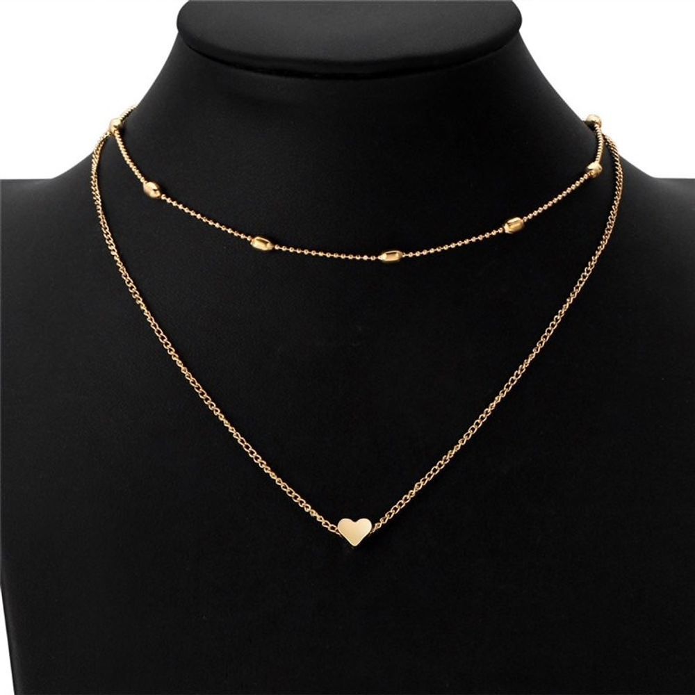 Heart Multi Layer Chain Statement Necklace Choker - image 3